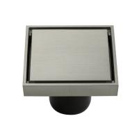 Трап латунный матовый 100*100 выход 50мм вертик. крышка литая 